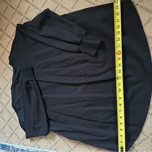 Zara black long sleeve sweatshirt w shirt back and high low hem, white text ~ S - Picture 5 of 11
